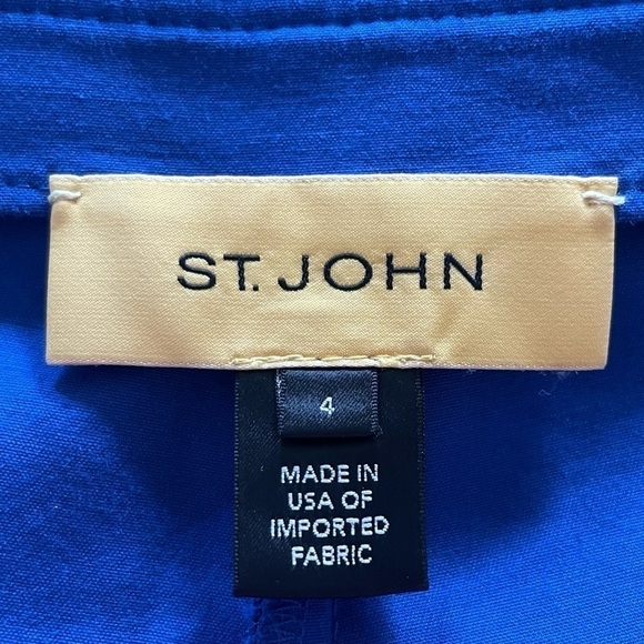 St. John Cobalt Blue Flat Waist Cotton Stretch Capri Cropped Pants Size 4 - Picture 5 of 8